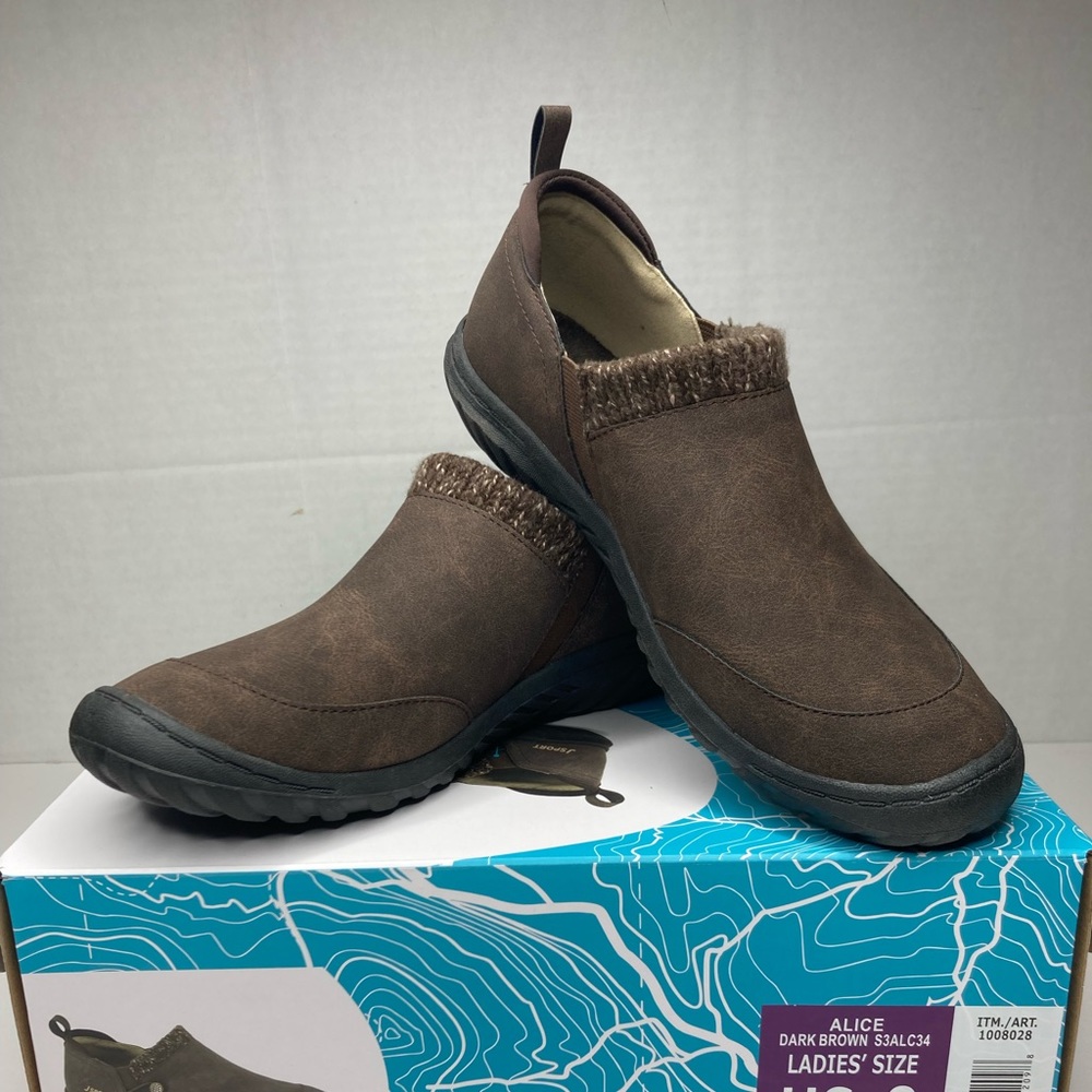 JSport Ladies Slip on faux fur insole Alice dark brown various sizes
